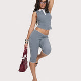 Tuka Capri Navy Gingham