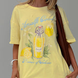 Amalfi Coast Oversized Graphic Tee Pastel Yellow