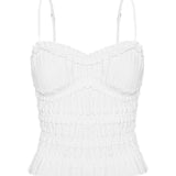 Angelie Cotton Ruched Top White