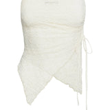 More Dimes Asymmetrical Strapless Top Cream