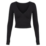 New Horizons Long Sleeve V Neck Top Black